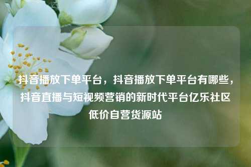 抖音播放下单平台，抖音播放下单平台有哪些，抖音直播与短视频营销的新时代平台亿乐社区低价自营货源站  第1张